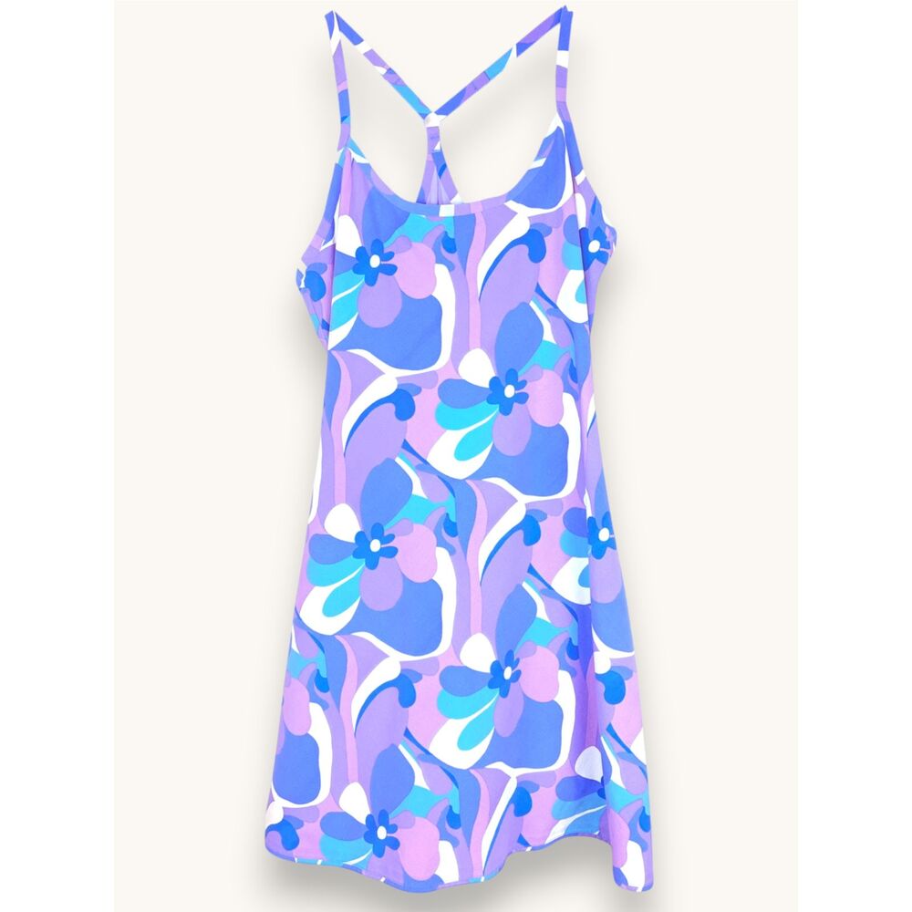 Outdoor Voices Women's Floral Exercise Dress Purple Blue Athletic Mini Skirt SM